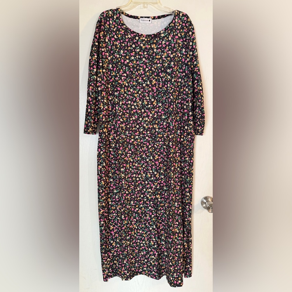 Nuggles Allie Black Floral 3/4 Sleeve Pocket by Dress